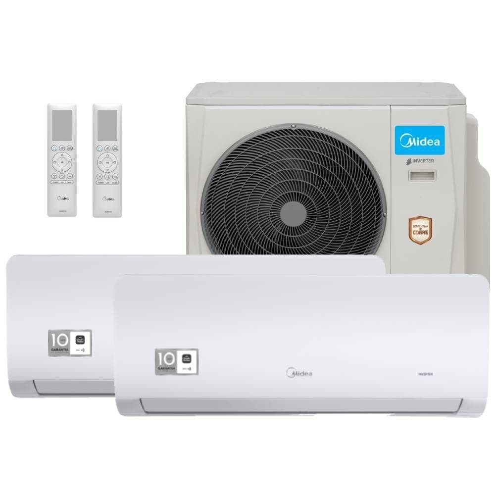 Ar condicionado multi split Midea Xtreme Save 18000 BTUs, compressor 9000+12000 BTUs, quente e frio, inverter, 220V
