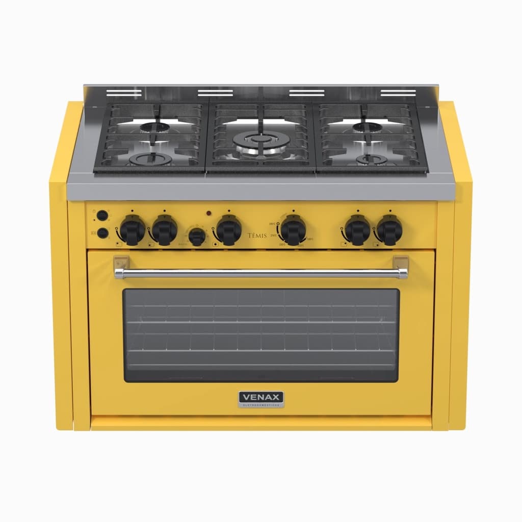 Fogao a Gas de Embutir 5 Bocas Venax Temis Amarelo
