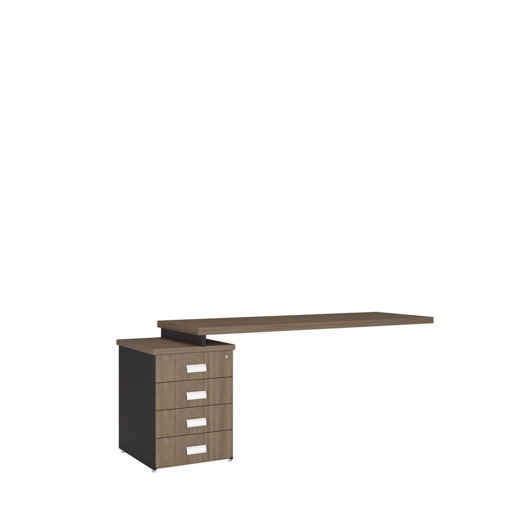Mesa Auxiliar para Escritório com Gaveteiro Pedestal 4 Gavetas Design Moderno