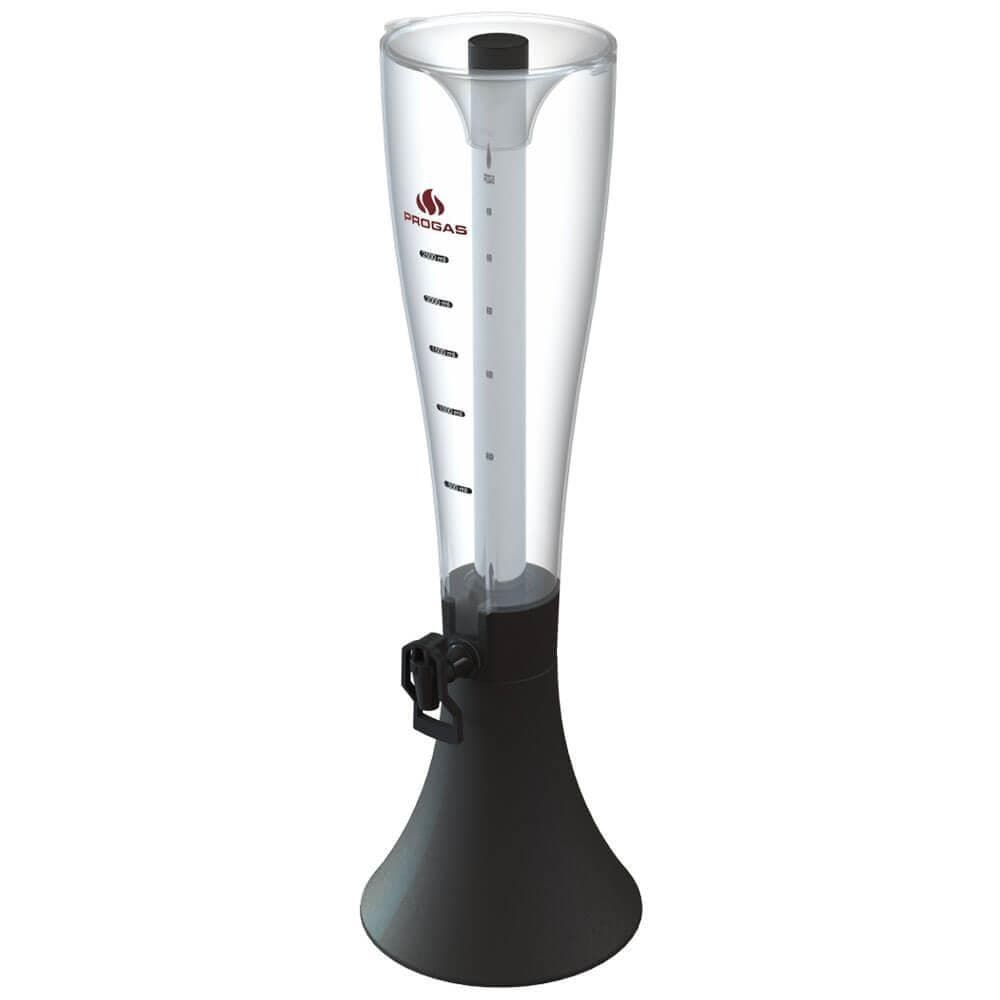 Torre de chopp Progás 3,5 litros com refil de aço inox, transparente com base preta