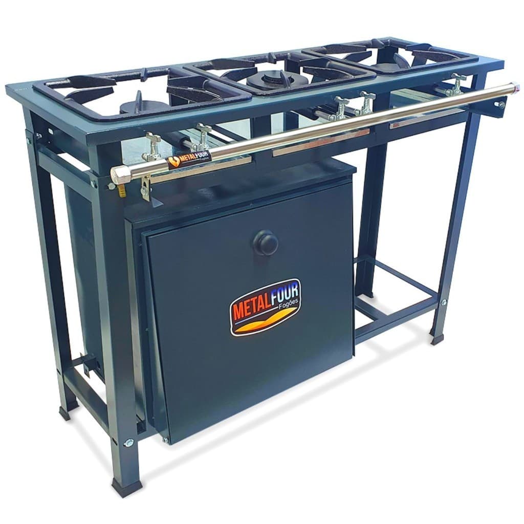 Fogão Industrial 3 Bocas 2QS 1QD Baixa Pressão P5 com Forno 57L de Piso - Metal Four