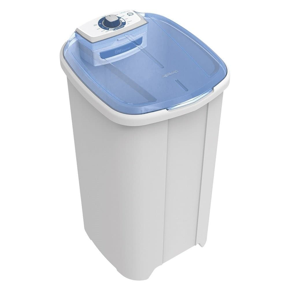 Máquina de lavar roupas semi-automática branca e azul 10kg