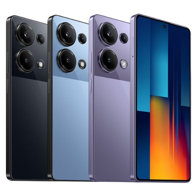 Celular Xiaomi POCO M6 Pro 4G NFC, versão global, cores preto, azul e roxo