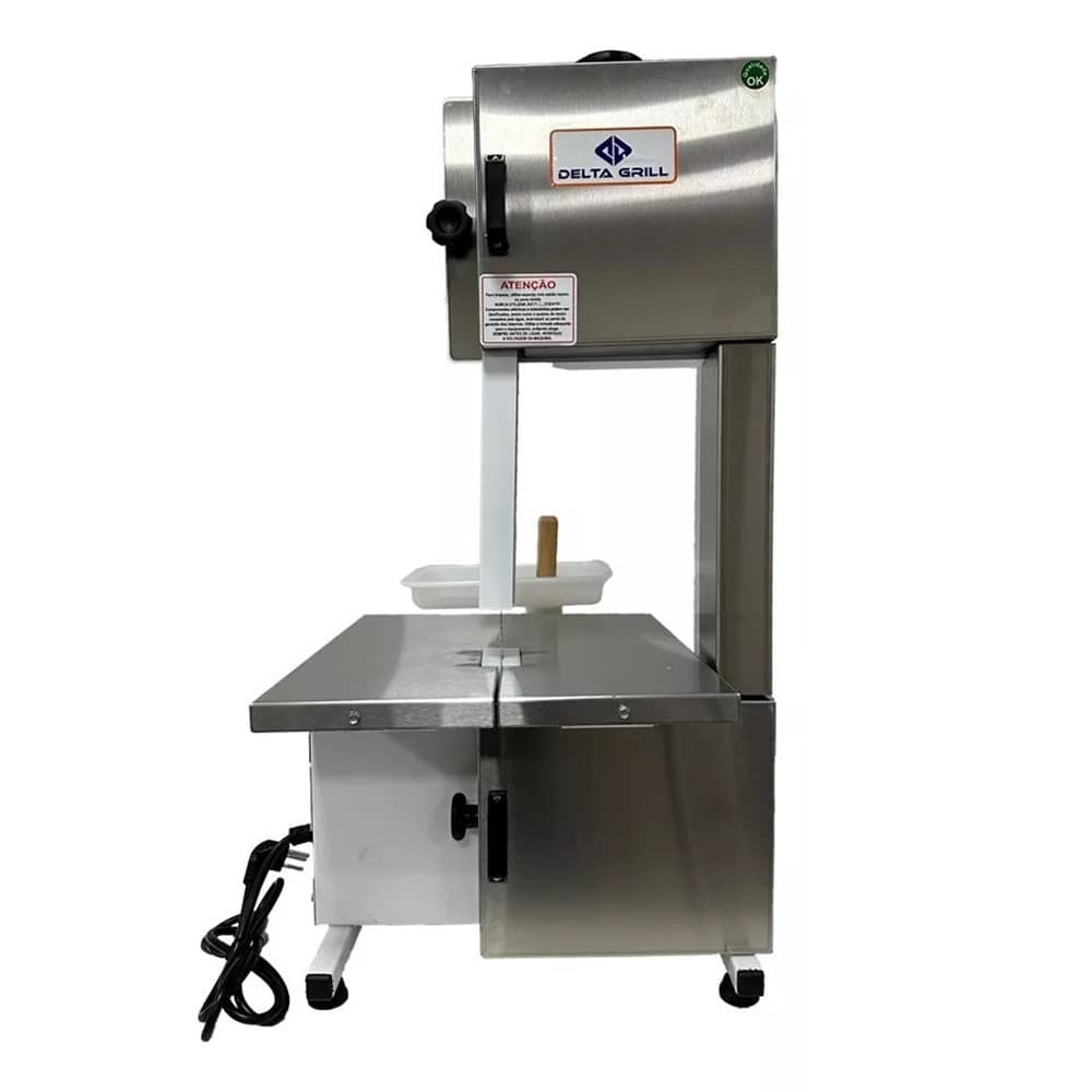 Serra Fita Semi Inox Bancada Com moedor Boca 5 Açougue Carne Osso 1,46 Delta Grill