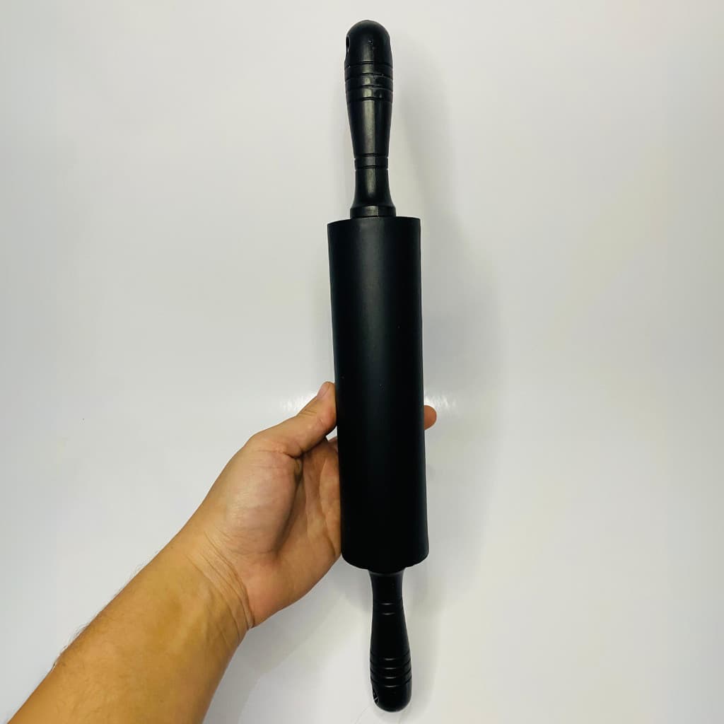 Rolo abridor de massa preto em silicone antiaderente para pizza, pão e macarrão