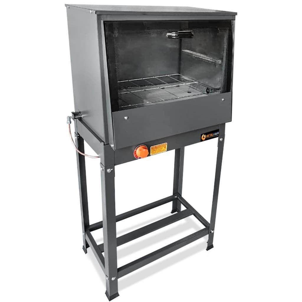 Forno industrial a gas com cavalete tampa de vidro 66L MetalFour preto