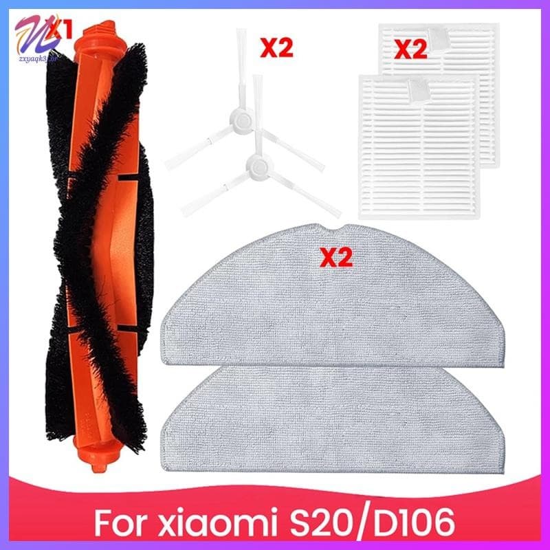 Kit de acessórios para robô aspirador Xiaomi S20/D106, escova lateral, filtros HEPA, mop e pano de reposição