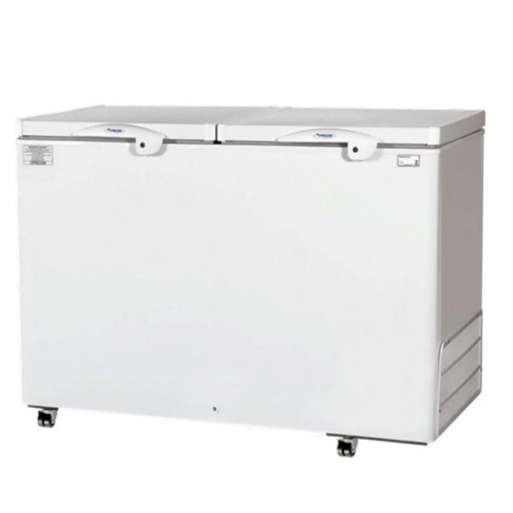 Freezer horizontal branco 2 portas com rodas e alças