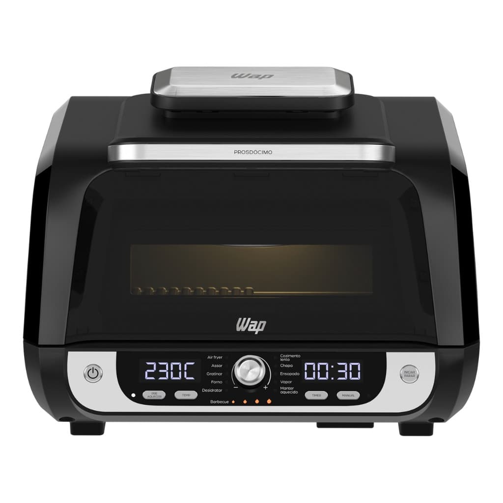Fritadeira de Ar Digital Prosdocimo 10 Lts WAP 220V, com display e controles de temperatura e tempo, cor preta e prata.