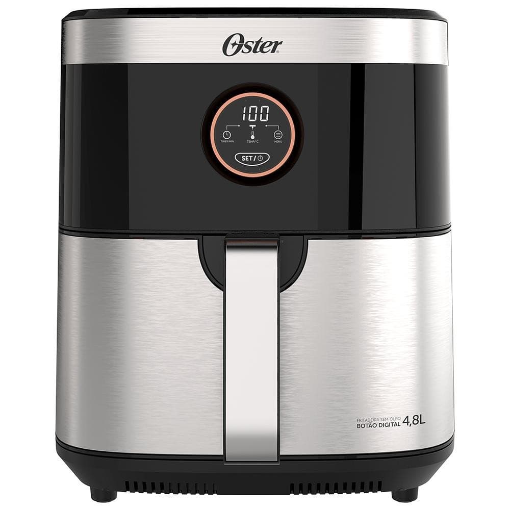 Fritadeira sem óleo Oster 2 em 1, 4,8L, 1500W, com painel digital, aço inoxidável - OFRT660 220V