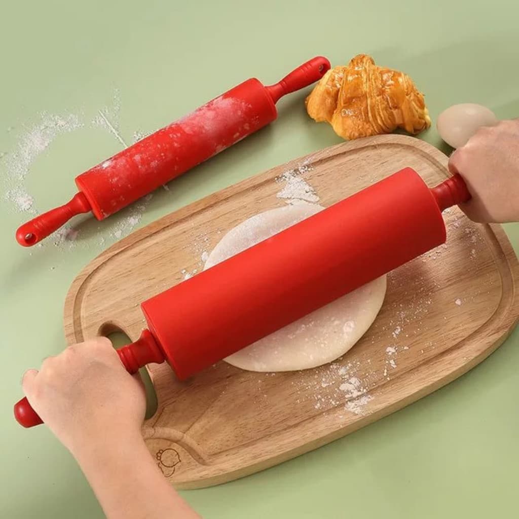 Rolo de silicone vermelho antiaderente de 46 cm para assar massa