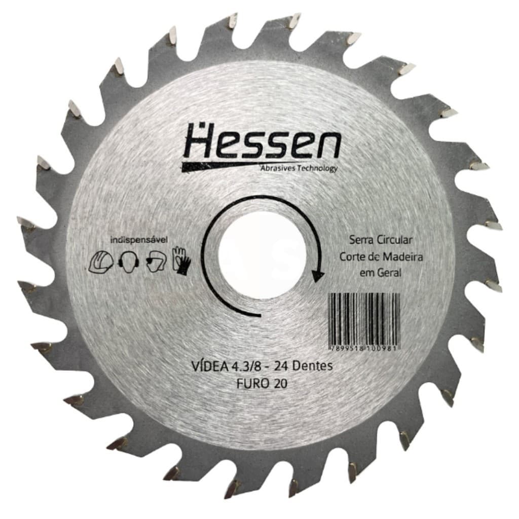 Disco de Serra Circular 4.3/8'' 110mm Madeira 24 Dentes Hessen