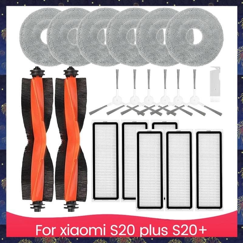 Kit de substituição para aspirador Xiaomi S20 Plus S20, com escovas laterais e filtros HEPA