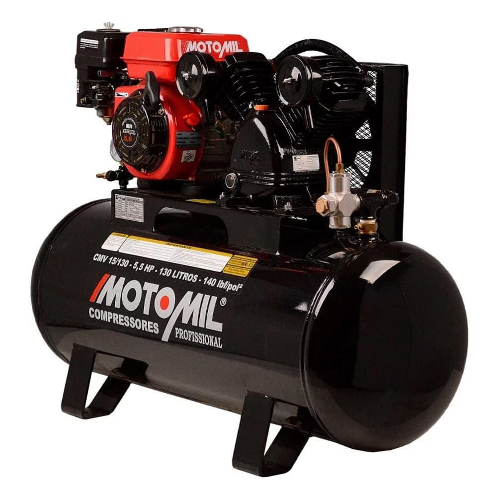 Compressor de Ar a Gasolina 5,5 HP CMV 15/130 Litros Motomil
