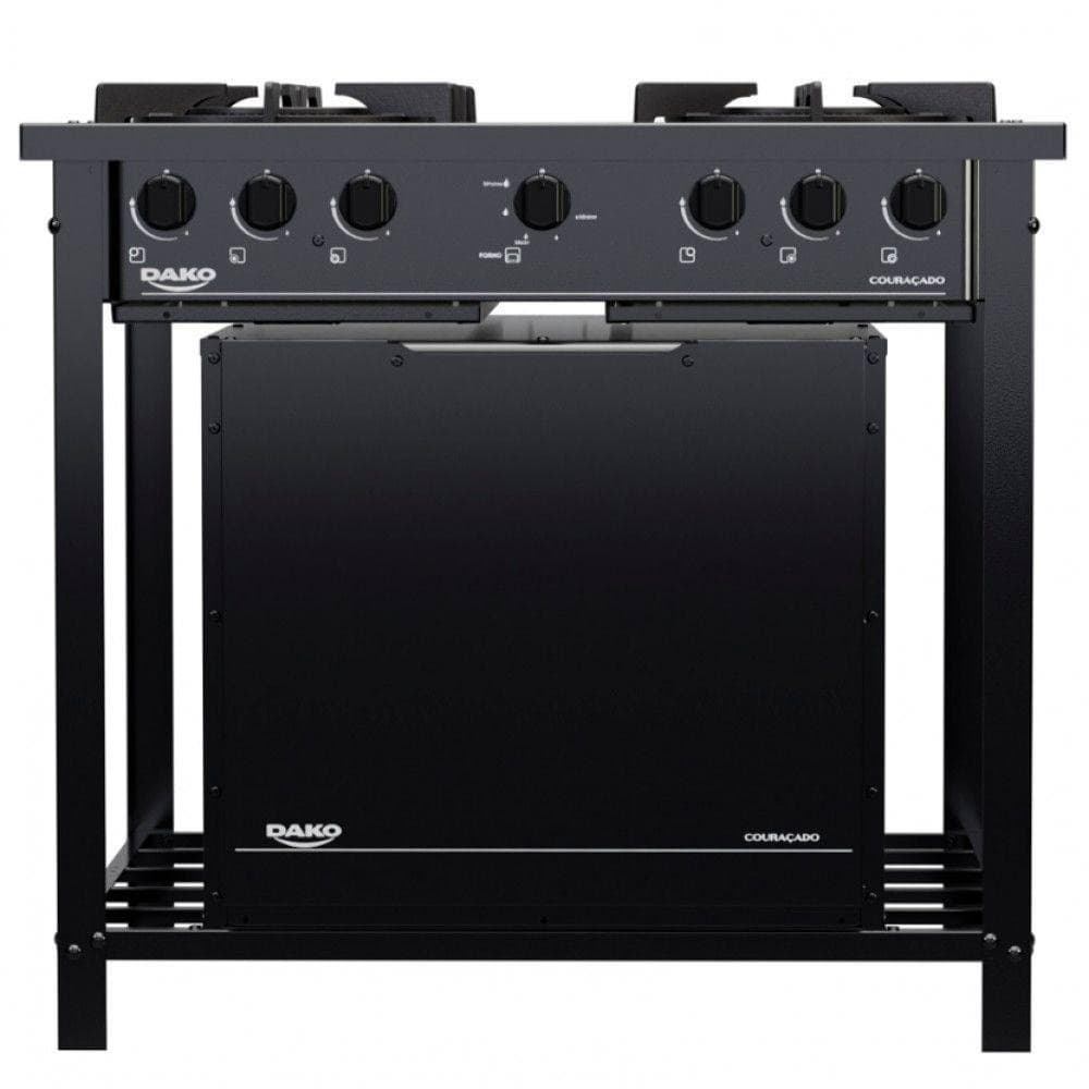 Fogão industrial Dako 4 bocas com forno e tripla chama preto