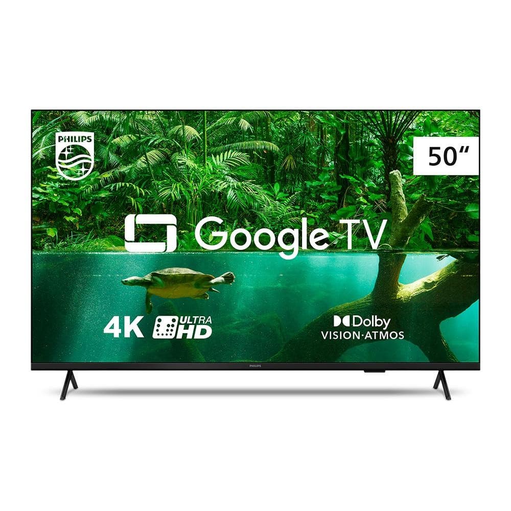 Smart TV Philips LED 50 polegadas 4K UHD com Google TV, Wi-Fi e Bluetooth integrados