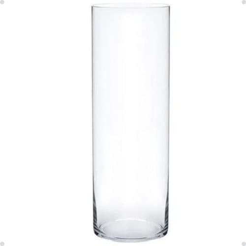 Vaso cilíndrico de vidro transparente 14x40 cm para decoração