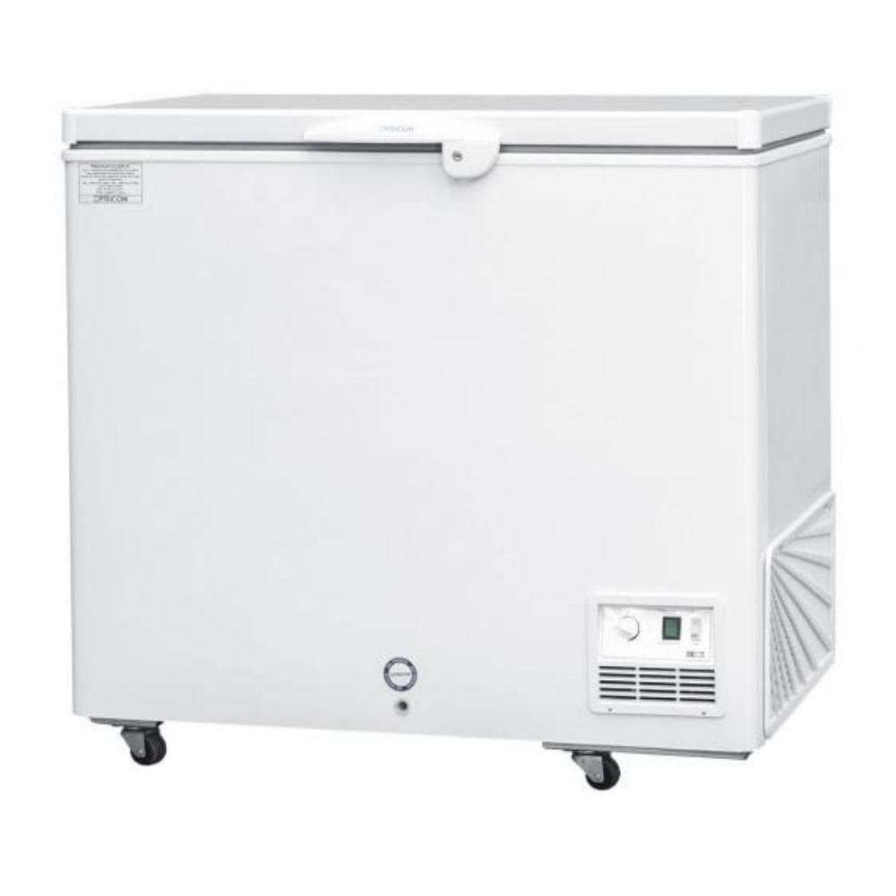 Freezer horizontal branco Fricon HCE-311 com 311L, porta superior e controle de temperatura frontal