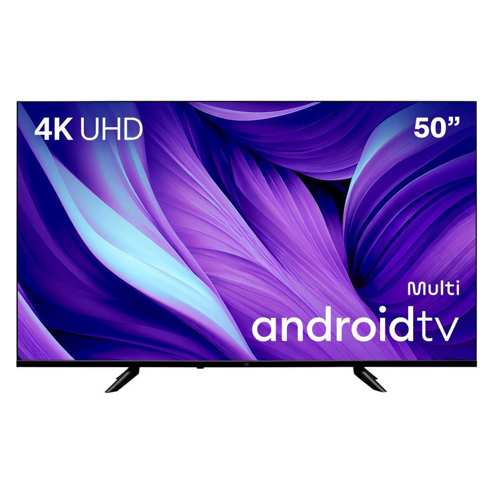 TV 50 polegadas 4K UHD Multilaser com tela de padrões abstratos