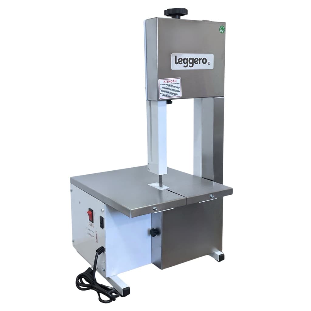 Serra de bancada de açougue 1,46 semi inox leggero, aço inoxidável, ideal para cortes precisos de carne e osso.