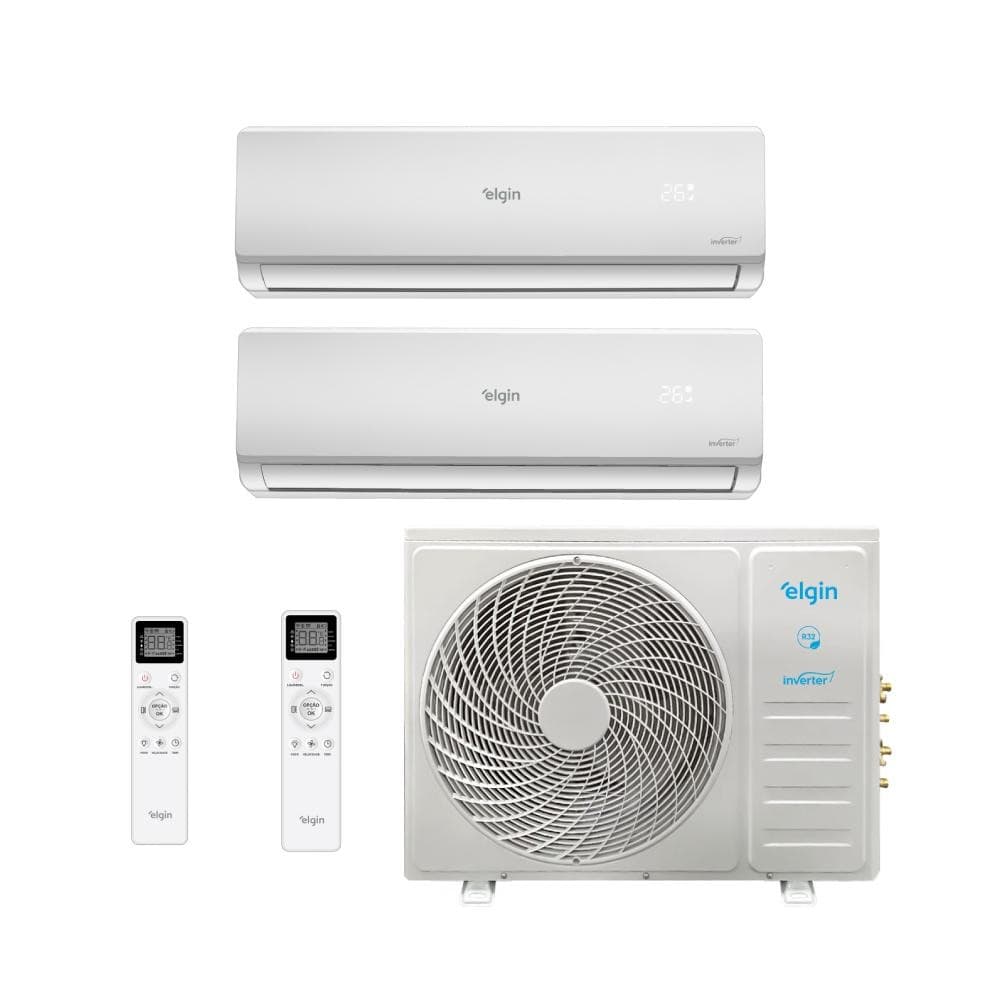 Ar Condicionado Bi Split Hi Wall Inverter Elgin Total Plus 18000 BTUs com controles remotos