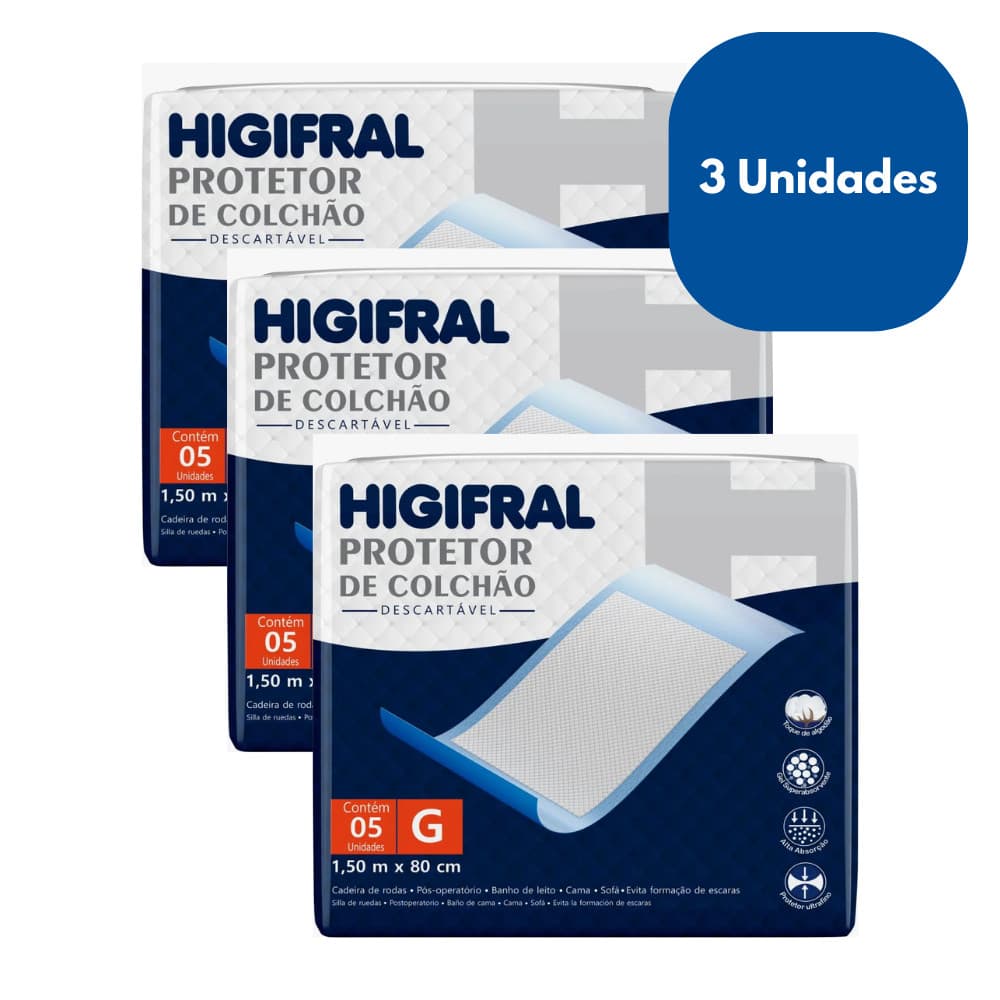 Kit 3 Protetor de Colchão Higifral Descartável G c/5 - Higifral