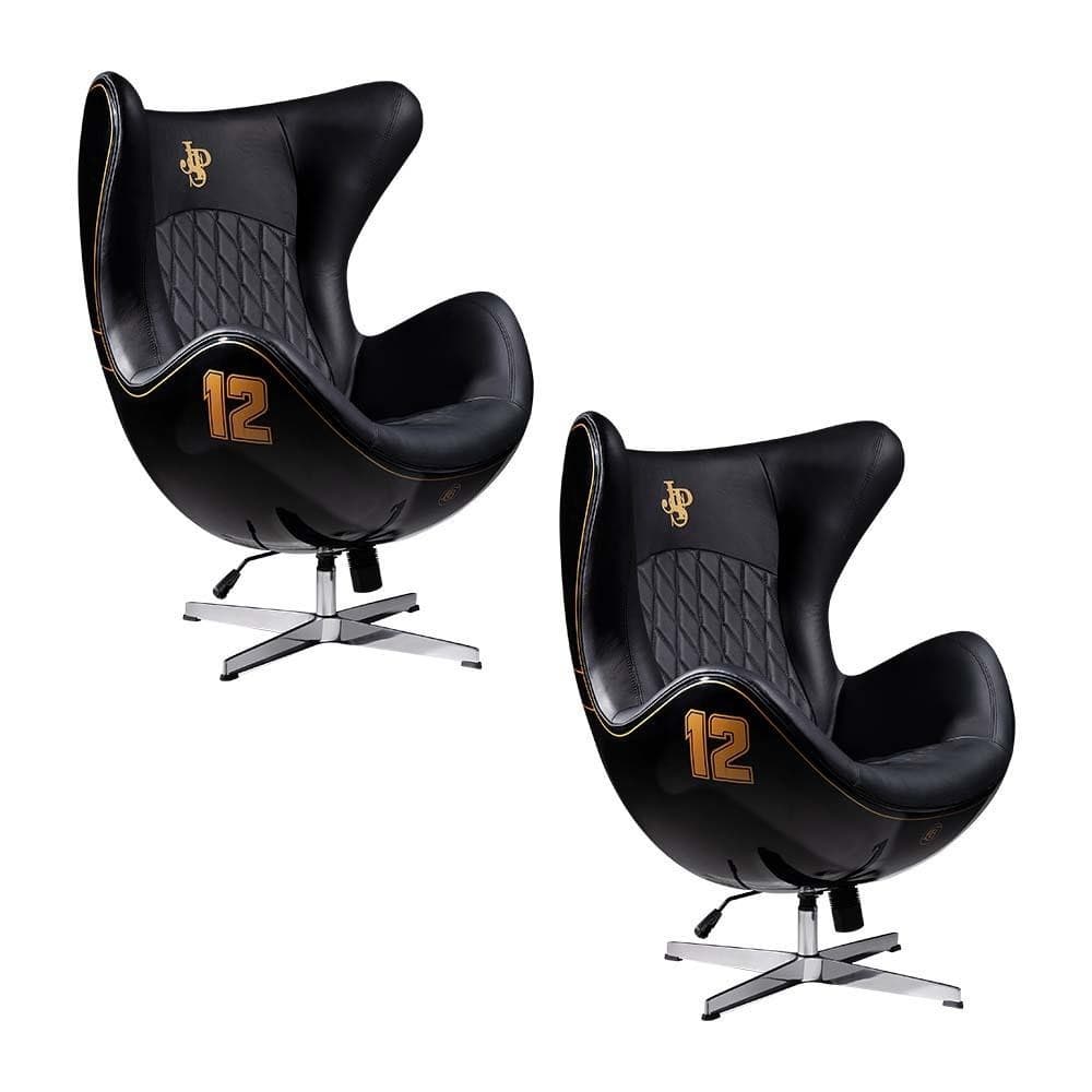Kit 2 Poltronas Decorativas Egg Chair Lotus nº 12 Preta G53 - Gran Belo