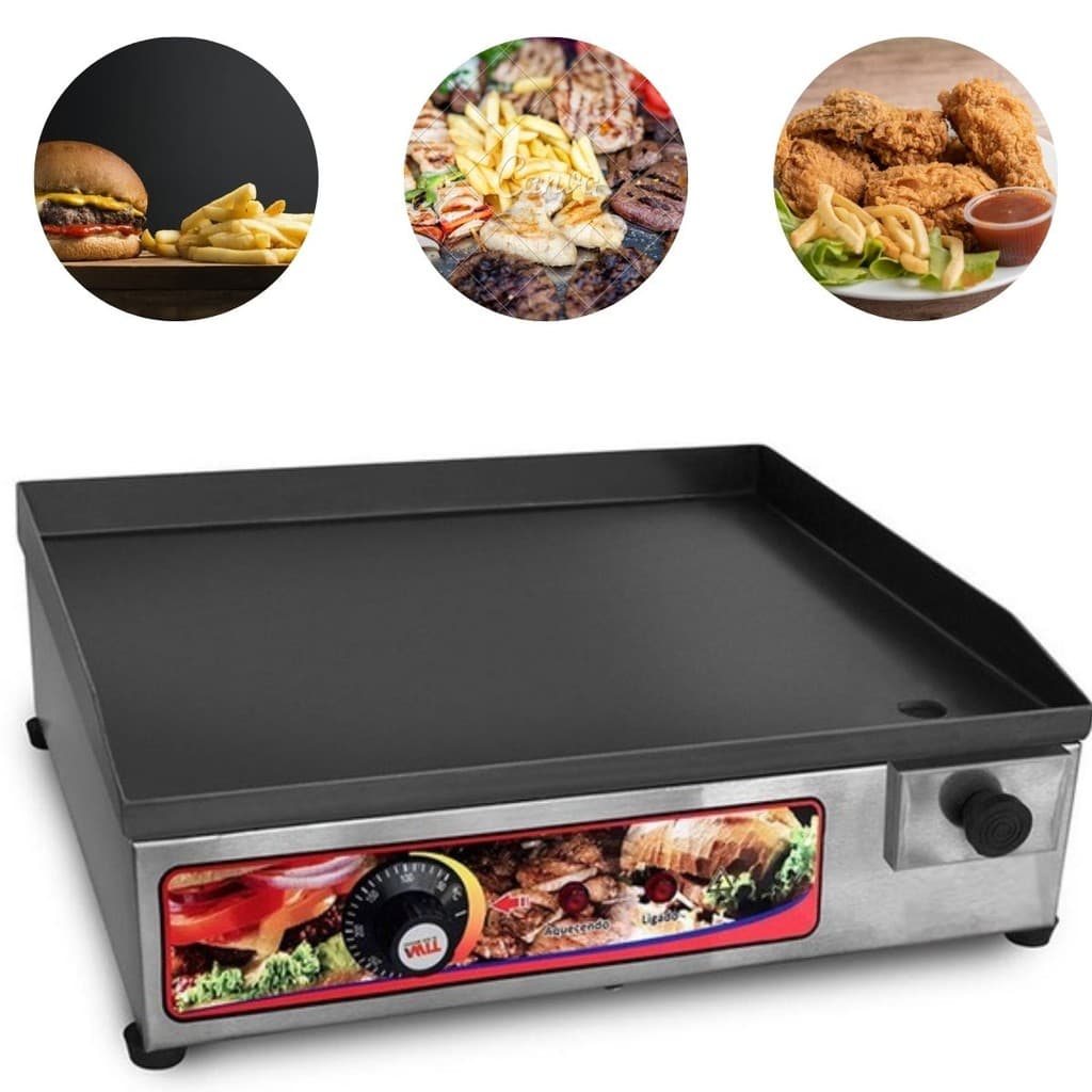 Chapa Elétrica Industrial para Lanches e Hambúrgueres - 40x35