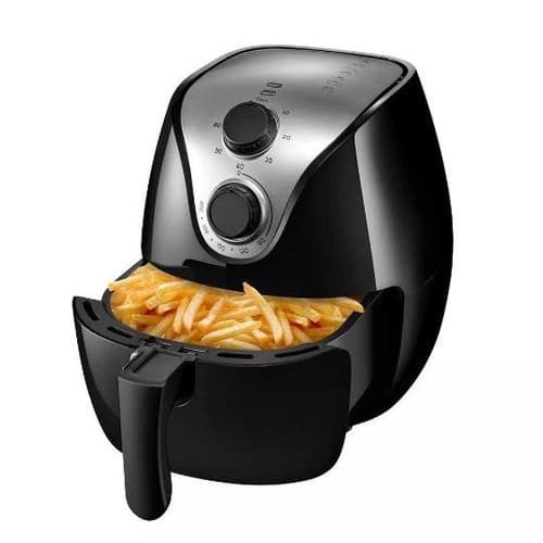 Fritadeira elétrica preta 2,5 litros 1500W com batatas fritas crocantes