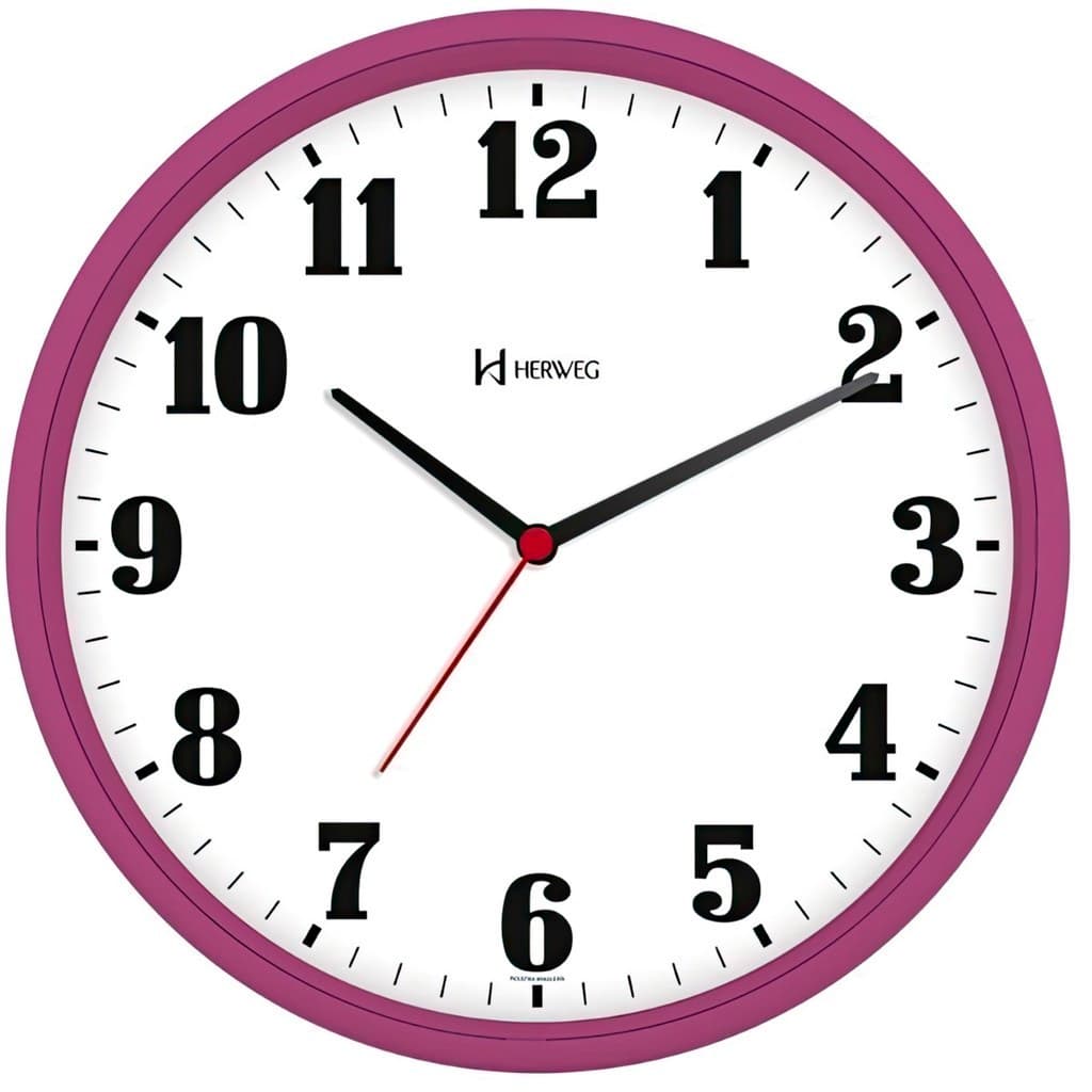 Relógio de Parede Quartz Herweg Moderno 26cm com Borda Violeta