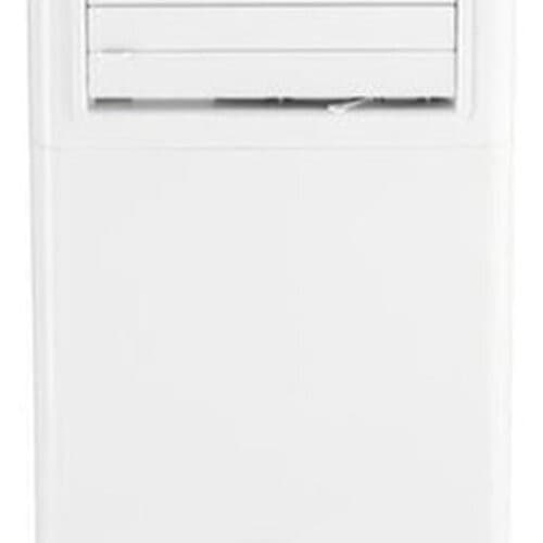 Ar condicionado portátil branco com controle remoto, frontal