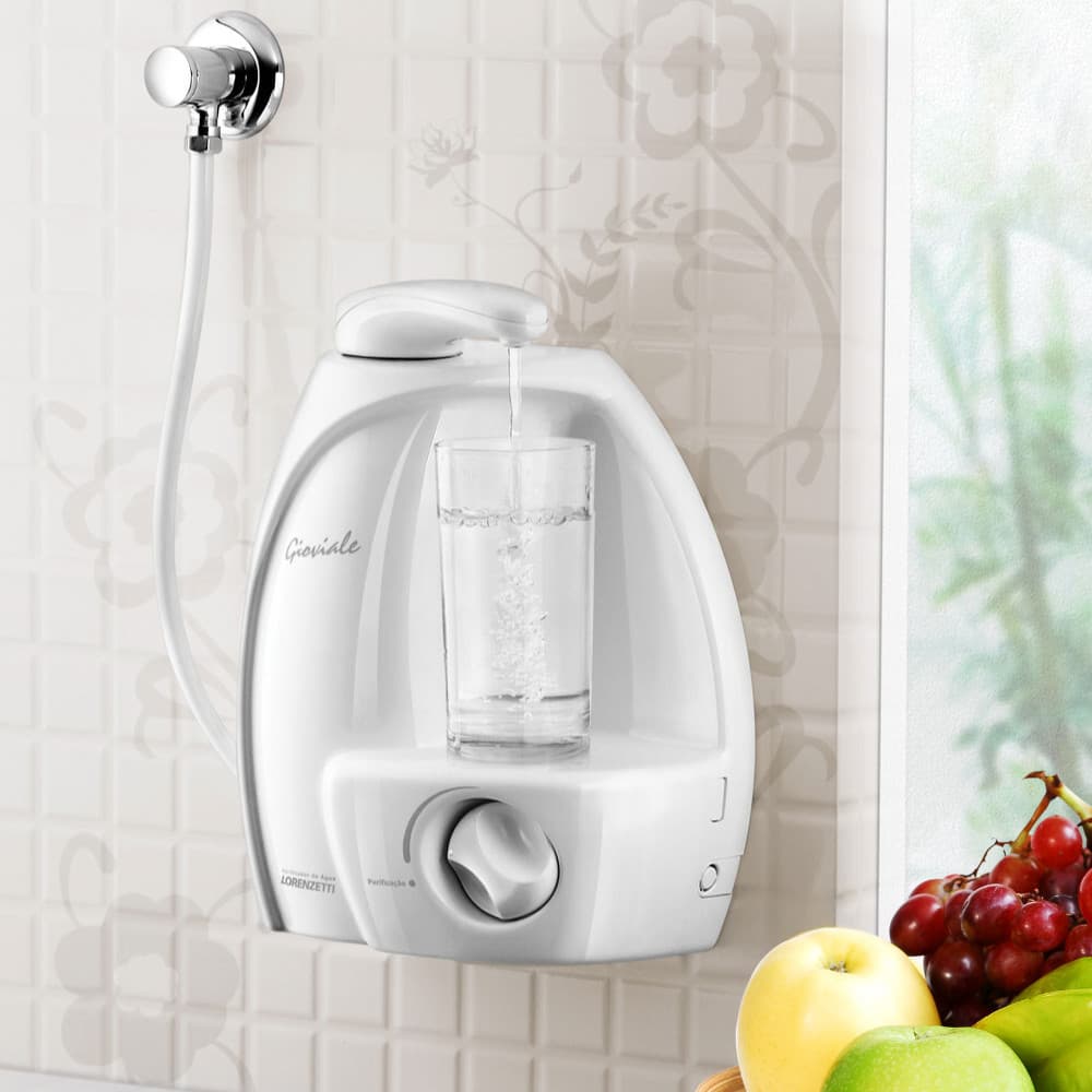 Purificador De Água Gioviale Branco Bica Móvel Lorenzetti Bebedouro Filtro Para Bancada Parede Água Natural