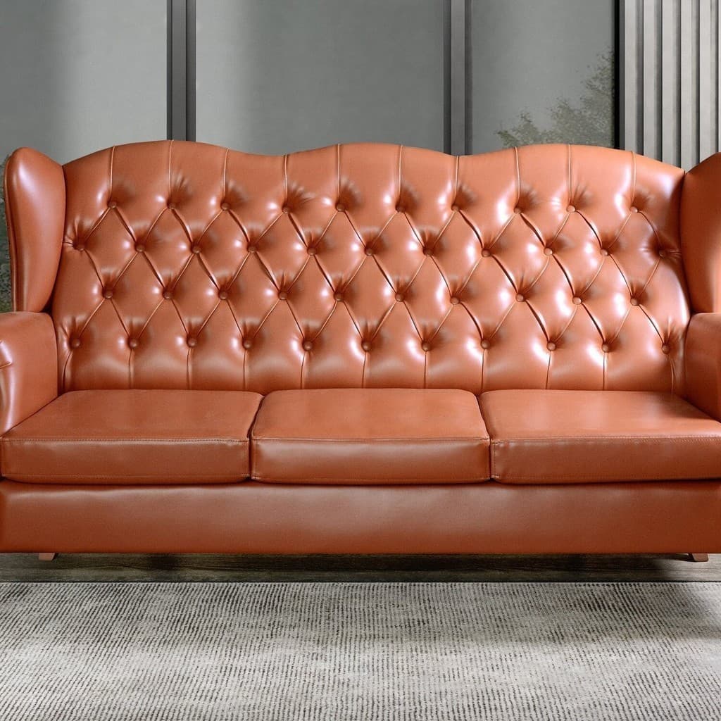 Sofá 3 Lugares Capitonê Vintage Imperador Chesterfield Cobre Caramelo Caramelo