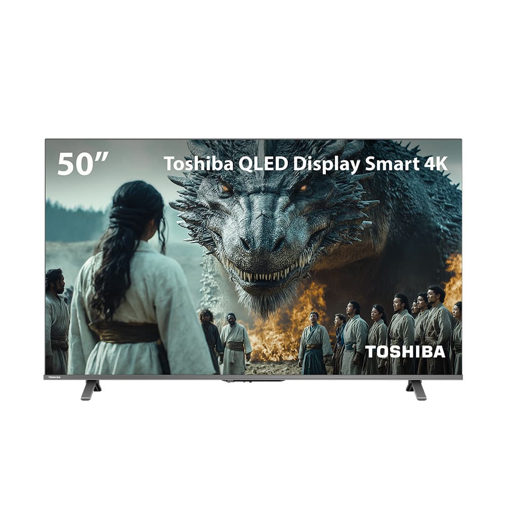Smart TV QLED 50 polegadas Toshiba 4K com exibição de dragão