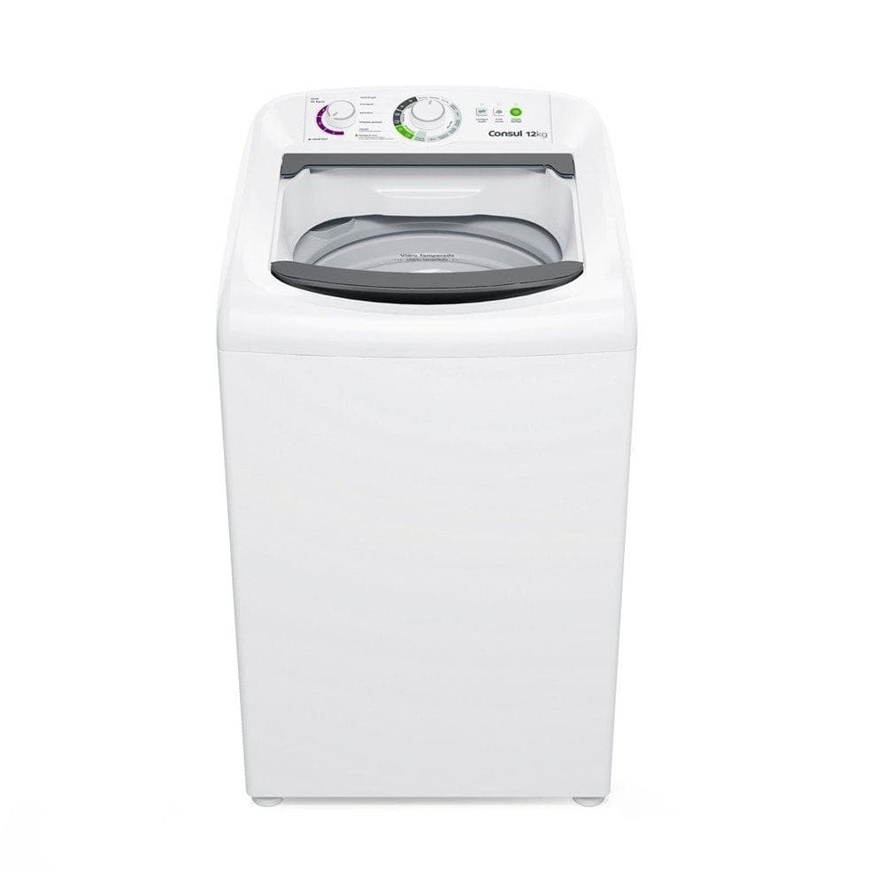 Máquina de lavar roupas Consul CWH12BB 12Kg branca com controles digitais