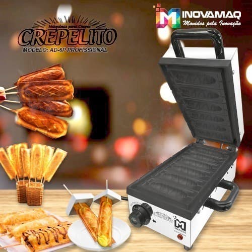 Máquina Crepe Suíço 6 Cavidades Antiaderente Inovamaq AD-6P Profissional