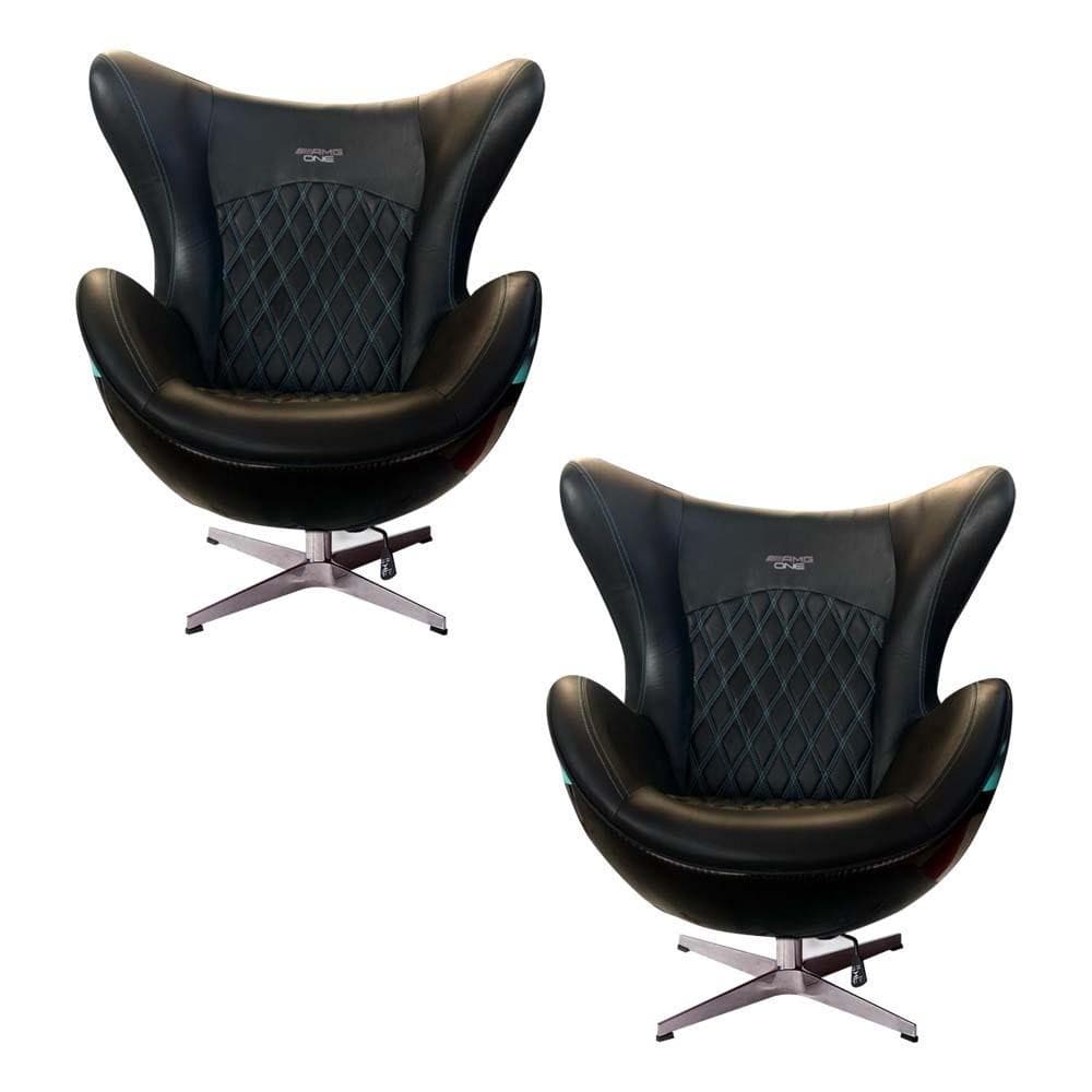 Kit 2 Poltronas Decorativas Egg Chair AMG One Cinza/Preto G53 - Gran Belo
