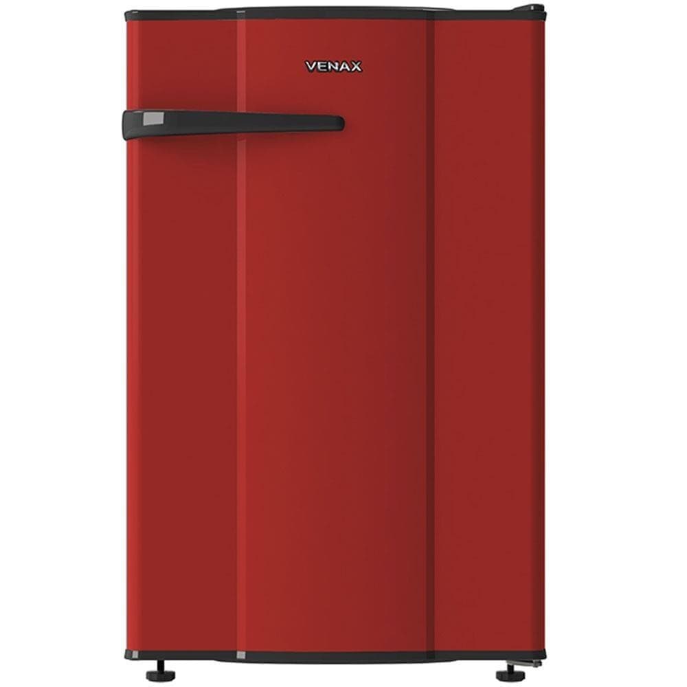 Frigobar Venax NGV 10 Vermelho 220V 7173 com portas em formato de gaveta, logo centralizado e pés pretos