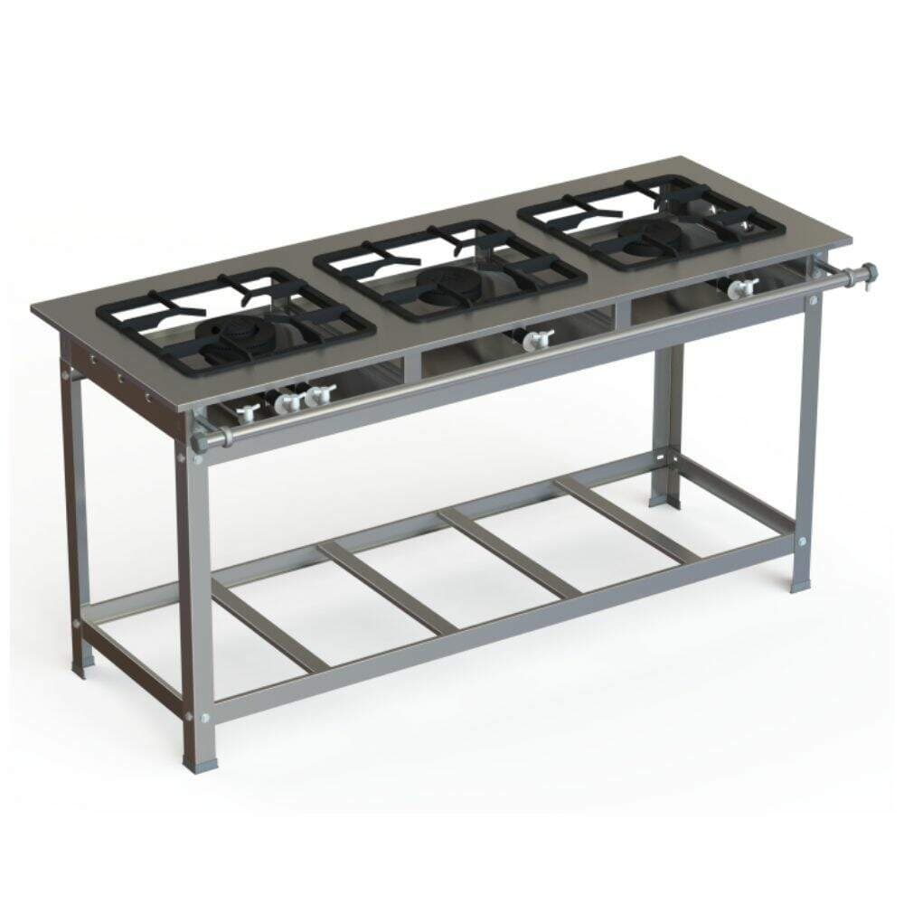 Fogão industrial inox 30x30 com 4 bocas, modelo P7, JS Martins