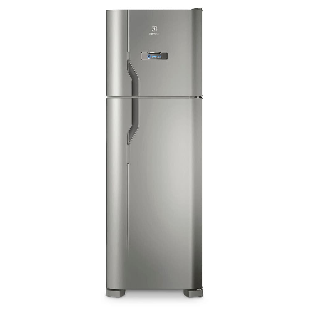 Refrigerador Electrolux Frost Free 371 Litros Inox DFX41, cor prata, ângulo frontal
