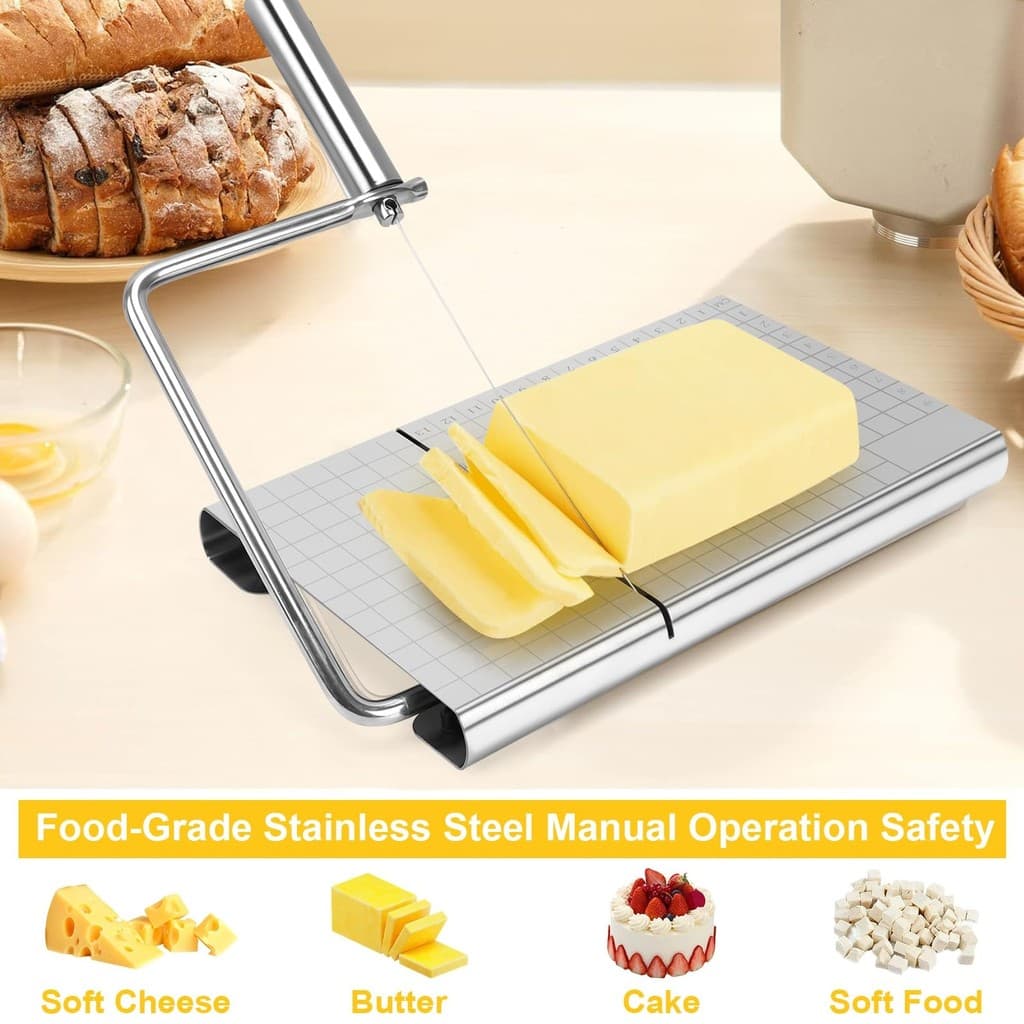 Fatiador de queijo e presunto em aço inoxidável, corte de alimentos, utensílio de cozinha