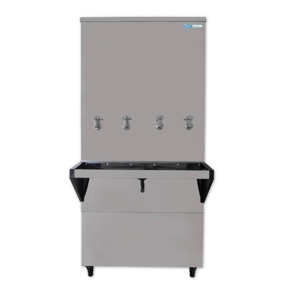 Bebedouro industrial de coluna Knox 200 litros com 3 torneiras geladas e 1 natural em inox