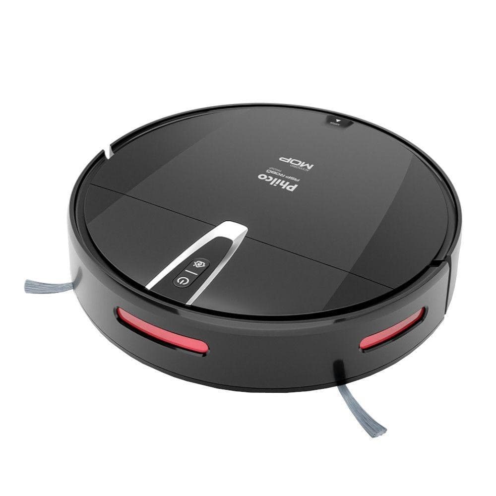 Aspirador de pó robô Philco PAS26P com mop, preto e vermelho, frente