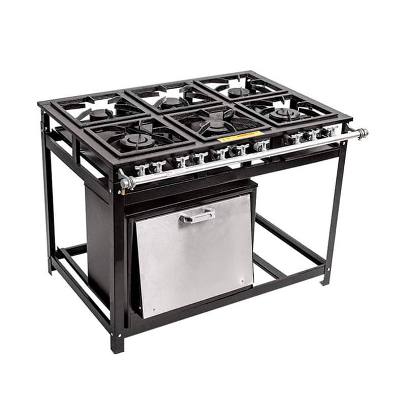 Fogão Industrial 6 Bocas com Forno 55L Cristalaço Preto
