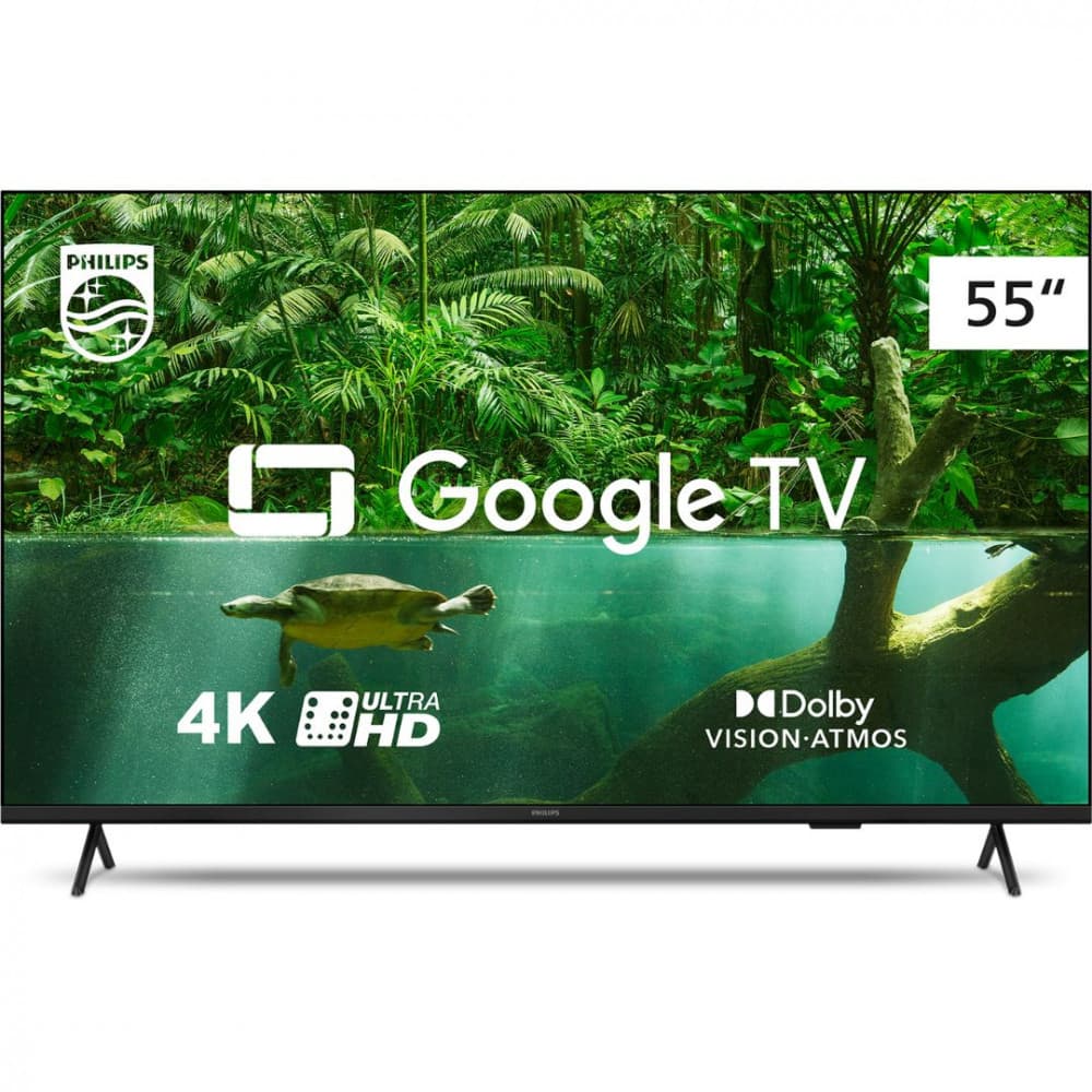 Smart TV Philips 55 polegadas 4K com Google TV, Dolby Vision e Atmos