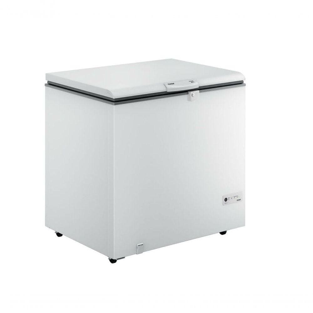 Freezer horizontal Consul 309L branco, 1 porta, 110V, em fundo branco