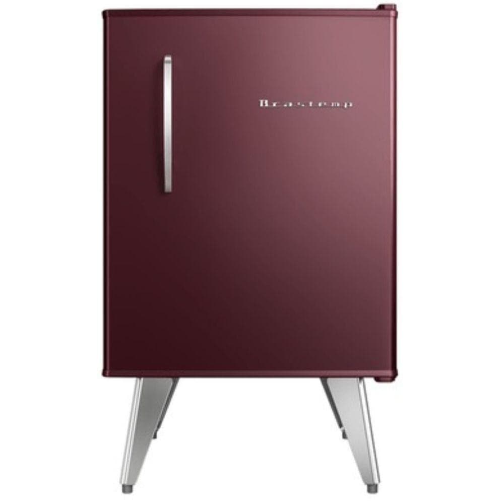 Frigobar Brastemp Retrô 76l Marsala Bra08hgana 110V com porta marsala e puxador prateado