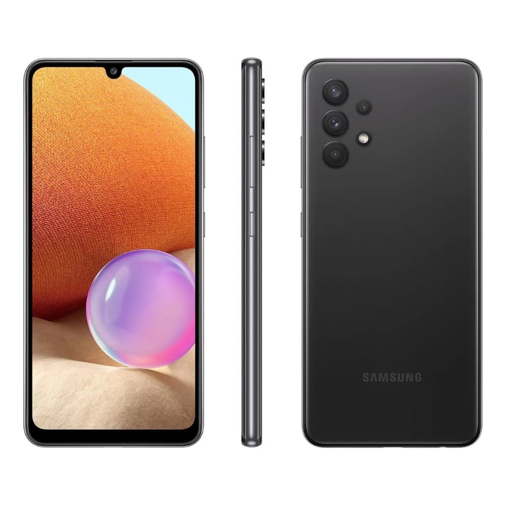 Samsung Galaxy A32 128GB Preto, smartphone com quatro câmeras traseiras e bordas finas