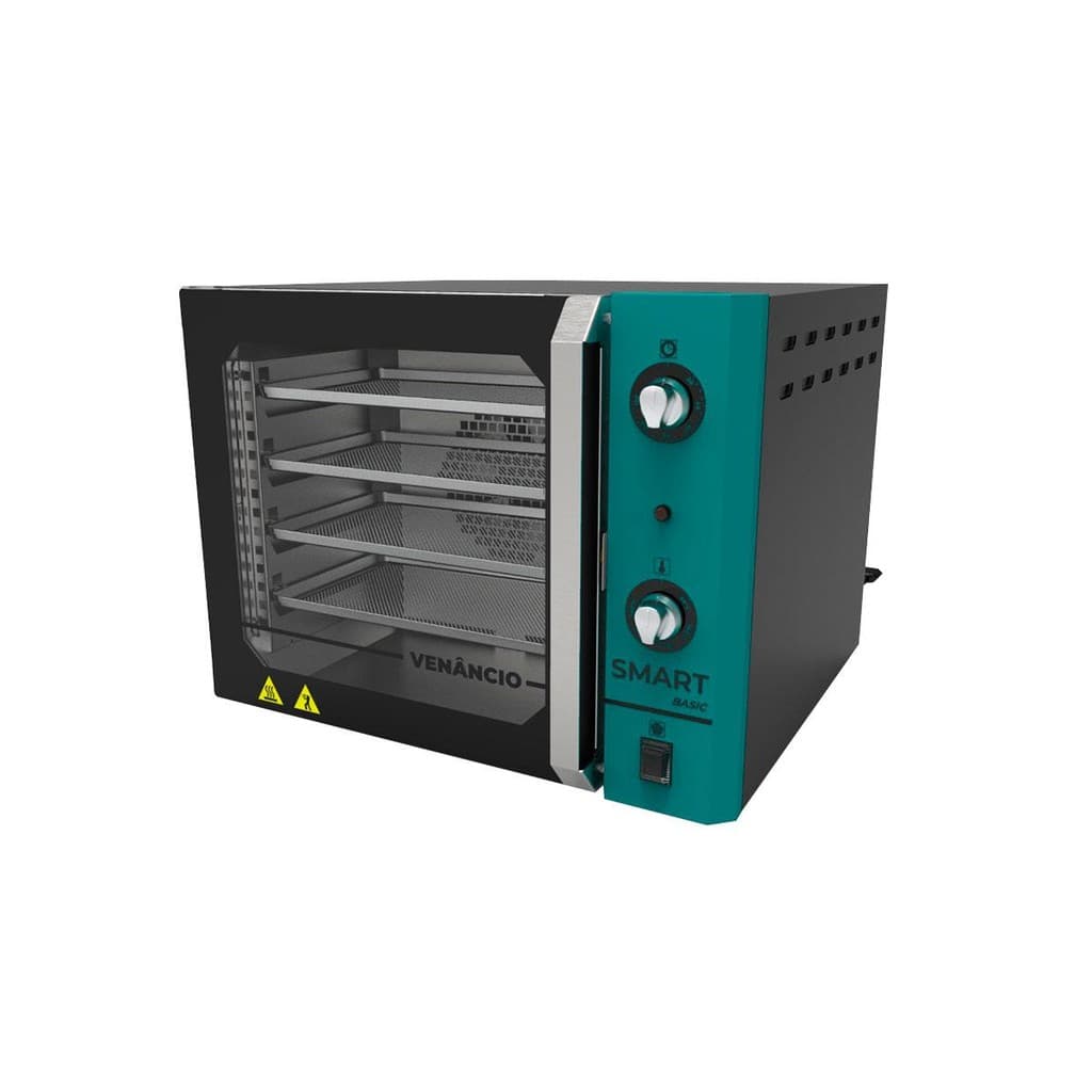 Forno Elétrico Smart Basic 4 Esteiras Preto e Painel Turquesa - Venâncio 220V
