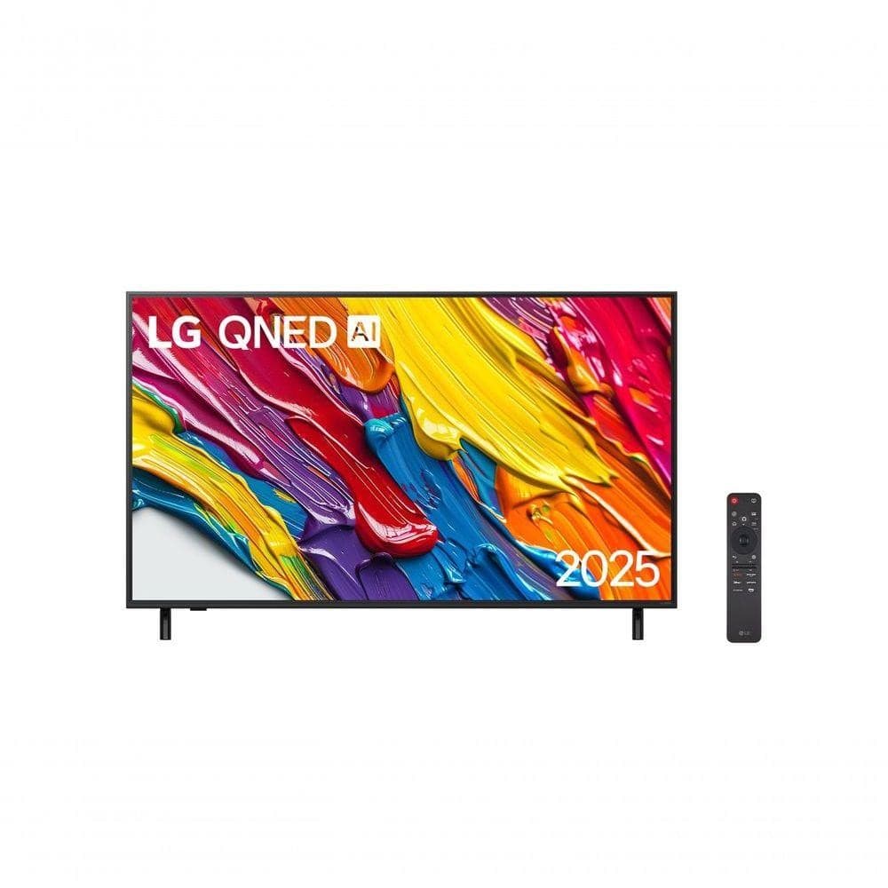 Smart TV LG QNED AI 4K 50 polegadas com tela multicolorida e controle remoto